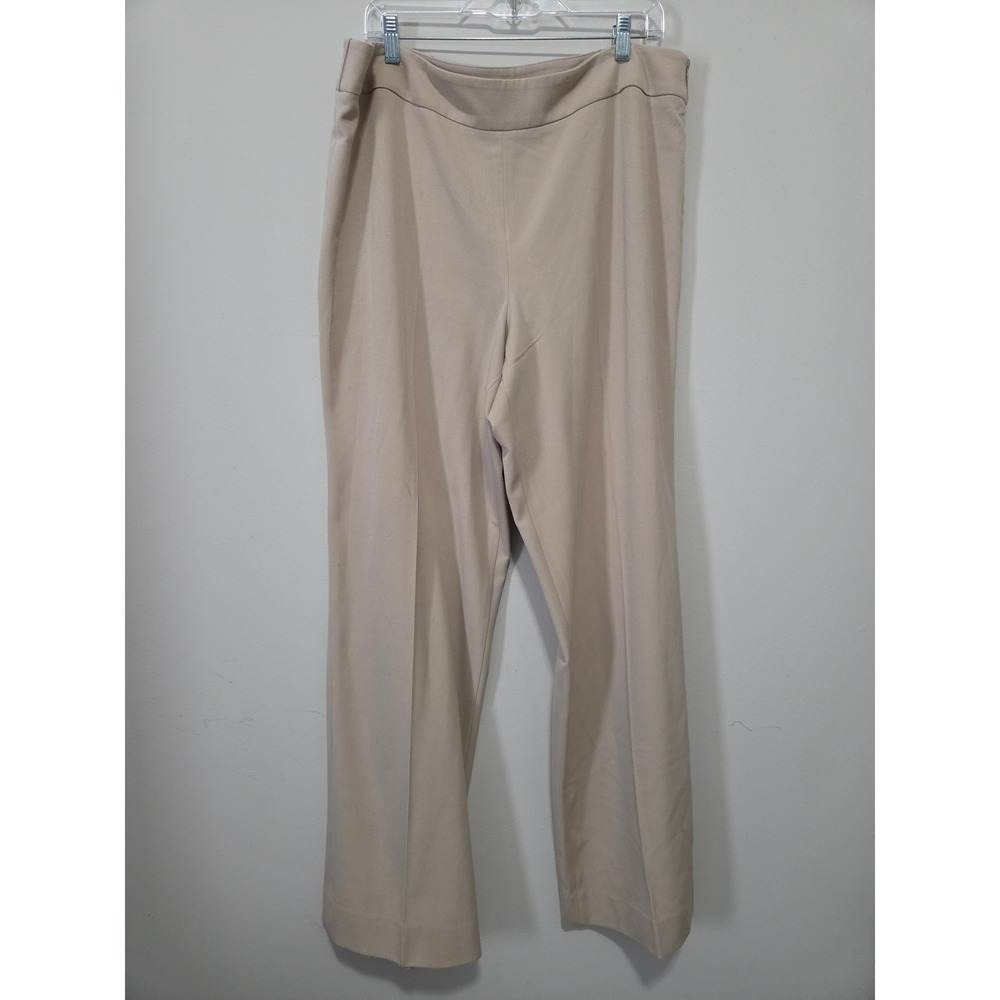 Multiples Tan Wide Leg Dress Pants‎ Womens 16 Khaki Side Zip Stretch Trousers
